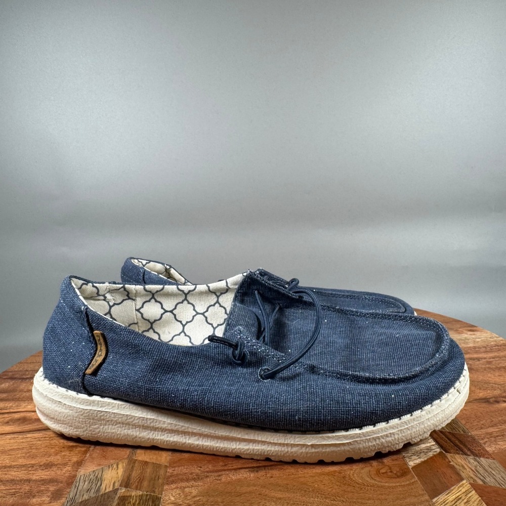 Hey Dude Wendy Youth Sparkling Denim Blue Slip On Shoes Kids Size 2 EU 33
